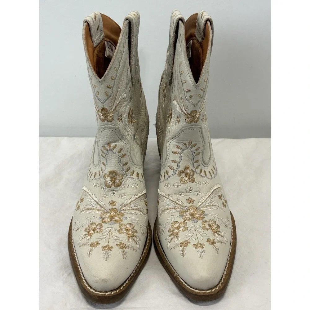 Dingo White Primrose Floral Embroidered Leather Western Cowgirl Boots Womens 6.5 - Picture 4 of 8